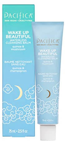 Pacifica Wake Up Beautiful Cleansing Balm & Makeup Remover - 2-in-1 Waterless Face Cleanser for Dry & Sensitive Skin, Hydrating No-Rinse Balm Dissolves Stubborn Makeup, 2.5oz