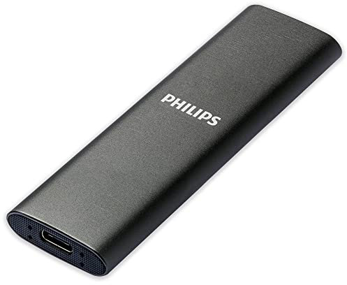 Philips Externe Portable SSD 2 TB - Ultra Slim SATA Ultra Speed USB-C, Lesegeschwindigkeit bis zu 550 MB/s, Aluminium
