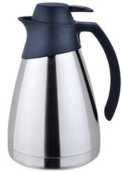 METRO Professional Pichet Isotherme, INOX/polypropylène/Silicone, 14,7x10,8x18,8 cm, 0,5 l, Maintien au Chaud et au Froid, poignée, argenté/Noir