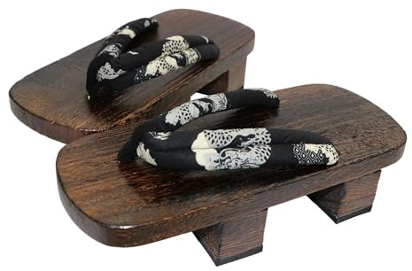Rubruan Sabots japonais - Sandales en bois - Pantoufles traditionnelles en bois Geta - Chaussures d'été - Pantoufles pour cosplay - Samouraï Kimono - Accessoires antidérapants - Tongs pour homme et