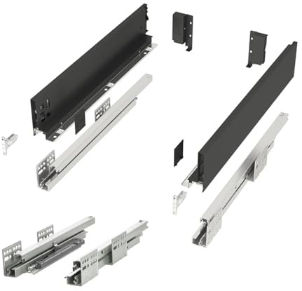 SOTECH Système de tiroirs JUNKER SLIM avec Push to Open (anthracite, hauteur 84 mm, profondeur 300 mm, charge max. 35 Kg) Tiroir de cuisine avec profilés de 13 mm