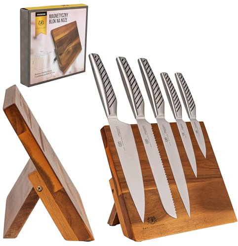 KARL HAUSMANN Messerblock Magnetisch ohne Messer - Magnetischer Messer block aus Akazienholz - magnet messerblock - Unbestückte Messerblöcke - Magnetic Knife Block - Messerhalter Magnetisch Holz
