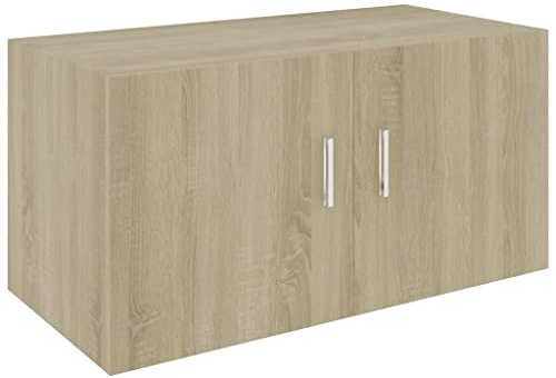 Homgoday Armario de pared para colgar en la pared, armario de almacenamiento para cocina, sala de estar y oficina, muebles de interior, roble Sonoma, 80 x 39 x 40 cm, madera de ingeniería