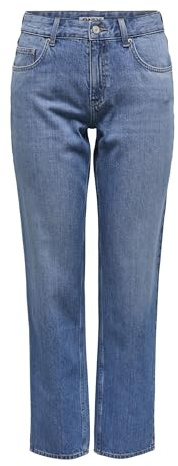 Only Femme Onllumi MW Mom Straight DNM Pim920 Noos Jean Coupe Droite, Medium Blue Denim, S / 32L EU