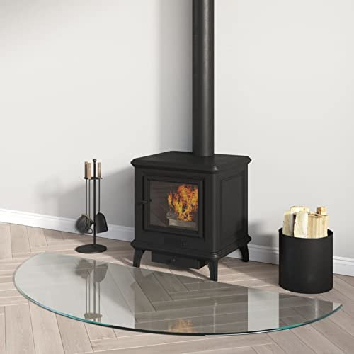 Homgoday Plaque en verre pour cheminée semi-circulaire 1200 x 500 mm Plaque résistante au feu contre les incendies Panneau de protection contre le plateau de verre