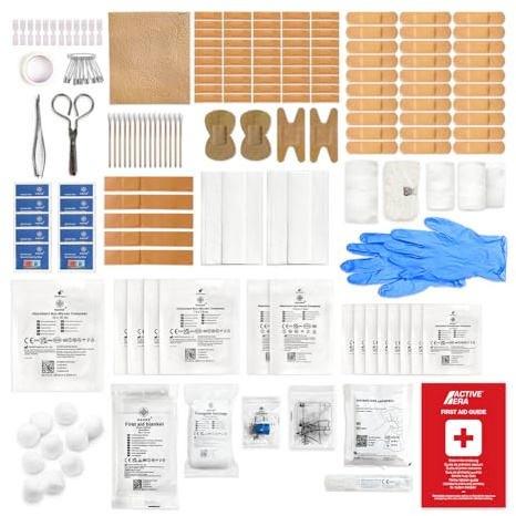 Active Era Premium Nachfüllset für Erste Hilfe Set - 180-teilige Notfall Ausrüstung inkl. Plaster, CPR-Maske, Rettungsdecke für Zuhause, Büro, Reise oder als Erste Hilfe Set Outdoor - ISO 13485
