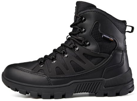 Lfzhjzc Résistant à l’Eau Respirant Bottes de Combat Hommes, Dentelle Bottes Militaires pour Les Hommes, avec Militaire en Plein air Jungle Travail Tactique(Black,42 EU)