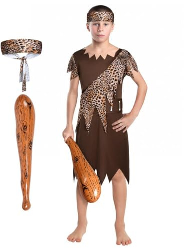 AYBUY Grottdräkt för barn, herrdräkter, pojkar, flickor, maskeraddräkt, barn, karneval, grottor, cosplay, halloween, temafest, brun-barn-M, M/L
