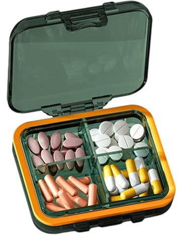Pillenbox 4 Fächer, Pillendose Klein,Täglicher Pillen Organizer,Tragbare Tablettenbox Reise Klein Medikamentenbox, Pillenbehälter Für Die Handtasche, Für Vitamine, Nahrungsergänzungsmittel