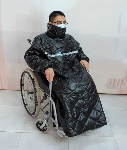 SLGGPJBU Winter Wheelchair Blanket, Waterproof Windproof Full Body Warm Blanket, Wearable Wheelchair Cosy Cover with Sleeves Rain Cover for Wheelchair Users、Adult