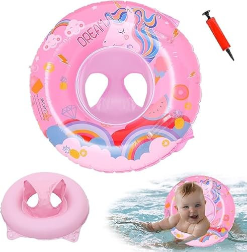 Baby Swimming Float Seat, Cartoon Zebra Inflatable Toddler Pool Swimming Ring with Double Handle, Water Waist Float Toy for Age 6-36 Months Babies Toddlers Infant Children Training Playing