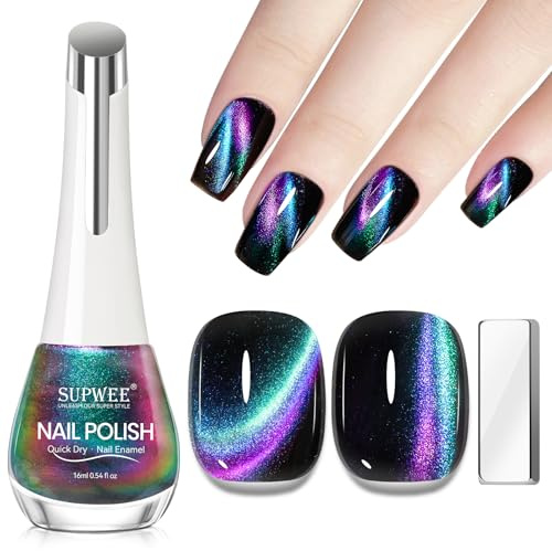 SUPWEE Cat Eye Nagellack Ohne UV, Holografisch Chamäleon Magnet Nagellack