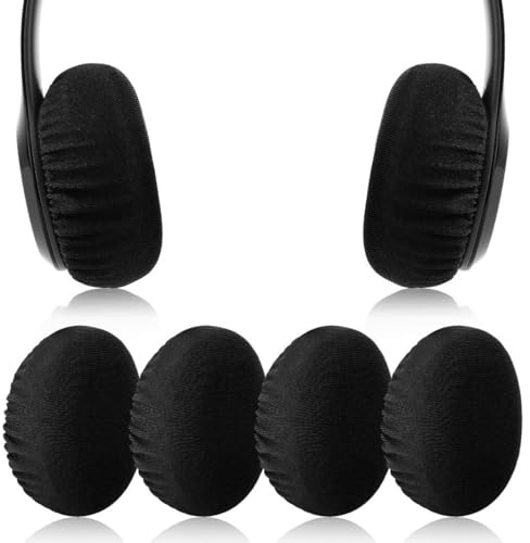 JYNXOR 4 Pcs Coussinets d'Oreilles pour Casque, Housses de Casque Extensibles Lavables, Housses d'Oreilles pour Casque en Tissu Flexible, Protection contre la Sueur pour Salle de Sport, Jeux (Noir)