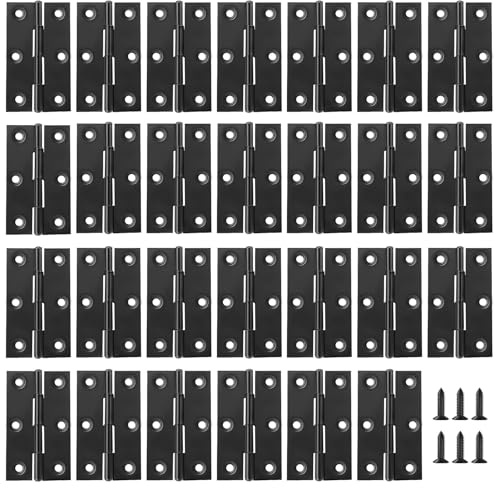 Yitexin Paquete de 30 Armario de 66 x 37 mm bisagras puertas madera con tornillos, Acero inoxidable plegable bisagras puertas cocina, Carga pesada pequeñas para tapa de vitrina (Negro mate)