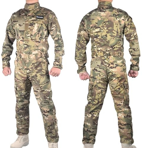 Kecrotac Tactical Military Camo BDU Uniform Set per uomini camicia da combattimento e pantaloni Ripstop Abbigliamento per attività all'aperto, caccia, softair, paintball, Mc, M