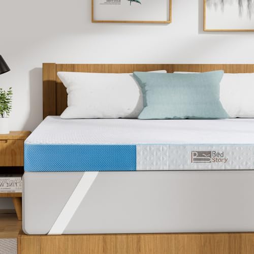 BedStory Gel Topper 140 x 200 cm - 7,6 cm de altura - Protector de colchón de gel H3/H4 de núcleo de espuma fría, cubrecolchón para cama con somier, caravana, sofá cama