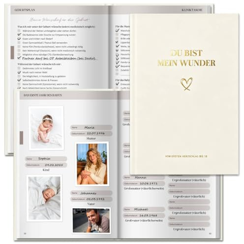 BIROYAL Schwangerschaftstagebuch | Tagebuch für die Schwangerschaft & Erinnerungsbuch Baby bis 18 Jahre I 320 Seiten für deine Erinnerungen