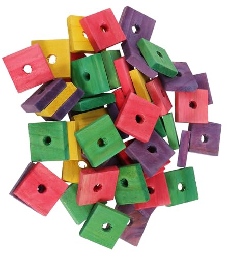 TOKIDNY Jouets Suspendus en Copeaux De Bois 50 Pièces pour Perroquets Jouets à Mâcher Adaptés La Cage Oiseaux