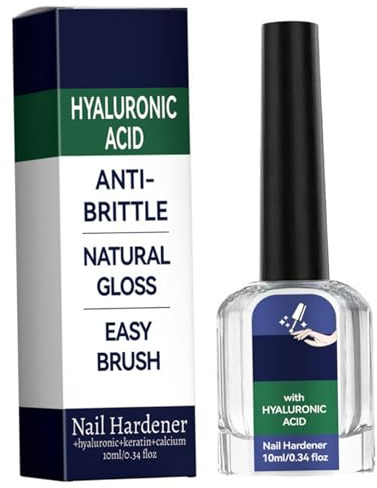 Endurecedor de uñas de acero con ácido hialurónico, endurecedor de ácido hialurónico - 10 ml de acero, uñas débiles con queratina y calcio, fórmula transparente de secado rápido
