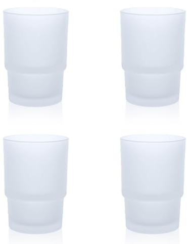 Sixfolo 4 Pezzi Bicchiere per Spazzolini In Vetro Satinato 225ml Bicchiere Portaspazzolini da Denti Tazza Porta Spazzolino da Bagno Impilabili per Bagno,Cucina,Picnic e Viaggi