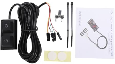 BONKZEBU Strömbrytare för Stationär Dator med 7 Färger LED-lampor Snabbrespons återställningsfunktion för Hemmakontorsspelinstallation Aluminiumlegering 2 M Kabel