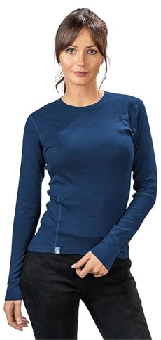ALPIN LOACKER 100 Merino T-Shirt à Manches Longues Dames 230g/m sous-vêtements Thermiques, Bleu M