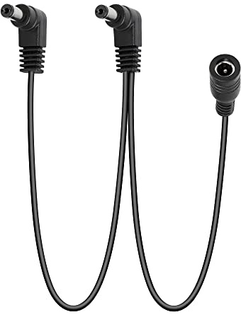 GELRHONR Daisy Chain Stromkabel, 1 auf 2 Wege Daisy Chain Kabel Gitarren-Effektpedal Netzteil Splitterkabel, DC5521 9 V 2 A Splitterkabel mit rechtwinkligem Winkel-1.8Ft
