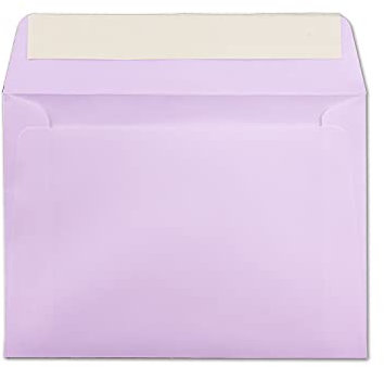 50 DIN C6 Brief-Umschläge Lila - 11,4 x 16,2 cm - 120 Gramm Haftklebung Standard Brief-Kuverts für Taufe & Einladungen von Ihrem Glüxx-Agent
