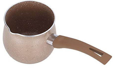 Pentola per Bagnomaria,300 Ml Pentola per Burro a Fondo Piatto in Lega di Alluminio con Manico in Legno, Pentola per Scaldavivande Mini Pentola per Sciogliere Il Cioccolato (caffè)
