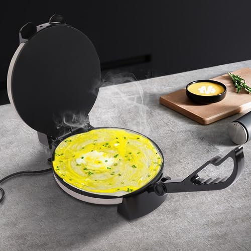 awolsrgiop Elektrische Chapati Roti Maker, 10'' 1800W Tortilla Presse Roti Maker Fladenbrot Tortilla Presse Papad Maker für Pfannkuchen, Pan Cakes, Omeletts, Palatschinken