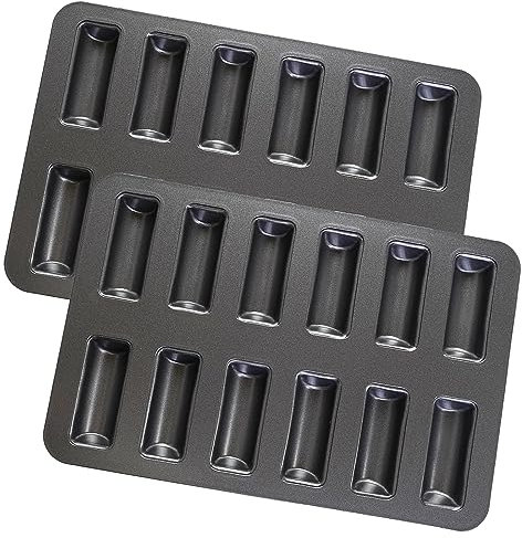 Sinsanye Juego de 2 mini barras de cereales para hornear, molde de 12 agujeros, antiadherente, para pan, magdalenas, brownie, pasteles y barras de cereales, 30 x 20 cm (gris negro)