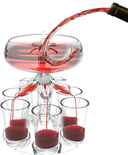 FYKERO Party Drink Dispenser - Touchless Luminescent Shot Glass Dispenser with Shot Glasses Set of 6, Acrylic Beer Dispenser for Cocktail Juice Whiskey, Fun Bar ＆ Home Accessories