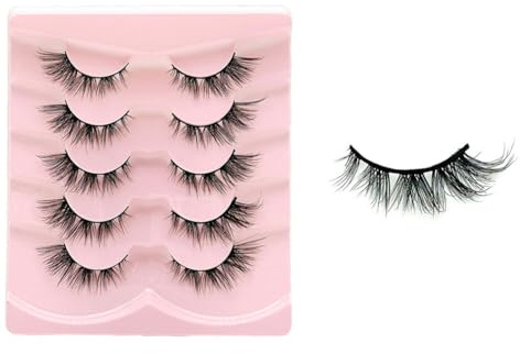 5 Paires Faux Cils Naturels 3D Demi Faux Cils Naturel Faux Cils Légers Réutilisables Fake Lashes Moelleux Court Doux Cils Aspect Naturel Eyelashes Cils Artificiels False Lashes Maquillage