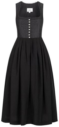Nübler Dirndl lang Damen - Gastrodirndl, Rocklänge 90cm - Moderne bayrische Tracht, Saskia Schwarz, Größe:36
