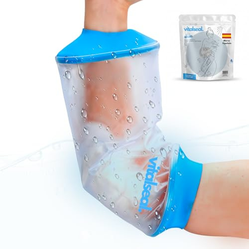 vitalseal - Protector Picc Brazo Ducha Impermeable, Cubre Vendaje Catéter Adulto Piscina, Funda Codo Adaptable, Manguito Reutilizable Heridas Quemaduras Tatuajes Suave
