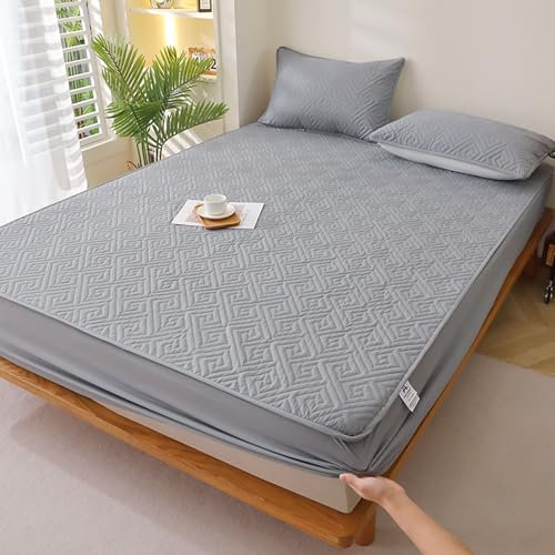Musihy Spannbettuch 120 x 200cm Einfarbig Bettzeug Spannbettlaken Weich und Knitterfrei, Atmungsaktiv und bequem, Grau