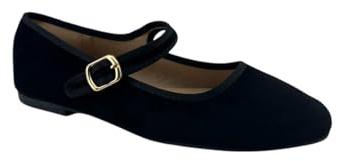 MODELISA - Zapatos Bailarinas Plana Cierre con Hebilla Estilo Casual Mujer (Negro, Sistema Tallas Calzado EU, Adulto, Mujer, Números, Mediano, 40)