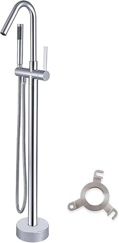 Grifo Bañera Exenta, Grifería Exenta de Bañera, Grifo de bañera de pie Juego de ducha Grifo de bañera de pie independiente con agua en la parte inferior(Chrome)