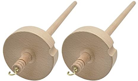 DHUFKN 2Pcs Drop Spindle for Yarn Spin Whorl Drop Spindle Hand Carved Wooden Tool for Beginners