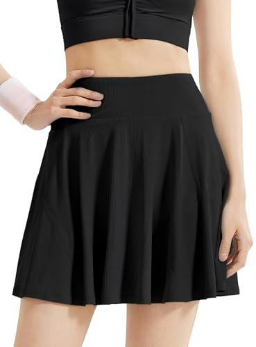 HANERDUN Gonna da Tennis Donna con Pantaloncino e Tasca Gonna Sportiva Tennis Golf 2 in 1 Vita Alta Gonna Corta da Corsa Casual Mini Skirt