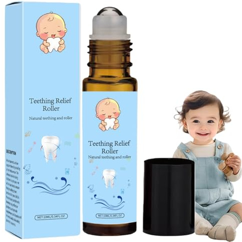 Rullo dell'olio essenziale di dentizione, rullo dell'olio di dentizione, rullo Re/LIEF della dentizione, riduce il dis/comfort della dentizione, gel delicato per dentizione, rullo Re/LIEF per