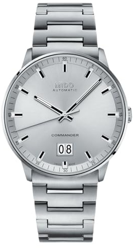 MIDO Commander Big Date – Schweizer Automatikuhr für Herren – silbernes Zifferblatt – Gehäuse 42 mm – M0216261103100