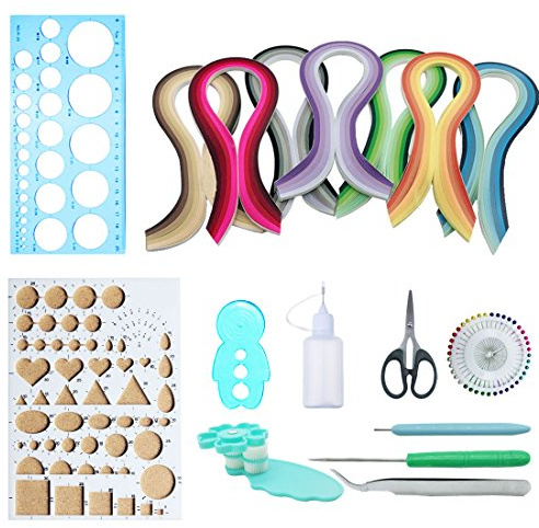 Woohome Cartar Quilling Set, Kit di Carta per Decorazioni con 10 Attrezzi e 34 Colore 700 Strisce di Carta, per Creazioni Artigianali
