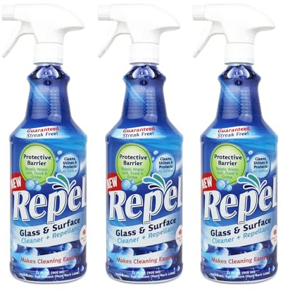 Clean-X REPEL Glass & Surface Cleaner 32 fl. oz. - Cleans & Repels water spots and dirt on glass, mirror, tile and multi surface by UNELKO (3)