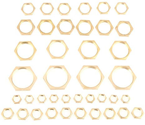 Sortiment der Messing-Kontermuttern, 40 Stück Sortiert G1 / 8 G1 / 4 G3 / 8 G1 / 2 G3 / 4 G1 Gewinderohranschluss Messing-Sechskantmuttern Dünne Mutter