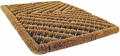MUSAN Heavy-Duty Boston Scraper Door Mat - Indoor & Outdoor Natural Coir Metal Wire Brush Non-Slip Mat - Entrance Home Living Room Kitchen Office Rugs - Reversible Dirt Stopper Brown Doormat (39x59CM)