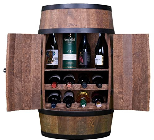 CREATIVE COOPER Botte di vino con porta, culla e scaffale, armadietto per bottiglie di alcol, barile in legno, per vino e vino, in legno