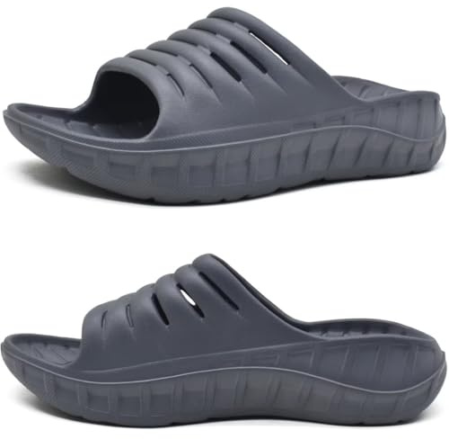 KuaiLu Sandali di Recupero Uomo con Comode Ortopediche Fascite Plantare Supporto Arco Ciabatte Aperte Leggero Sportivi Ciabatta Estive Mare Spiaggia Piscina Doccia Sandalo Grigio Scuro EU45