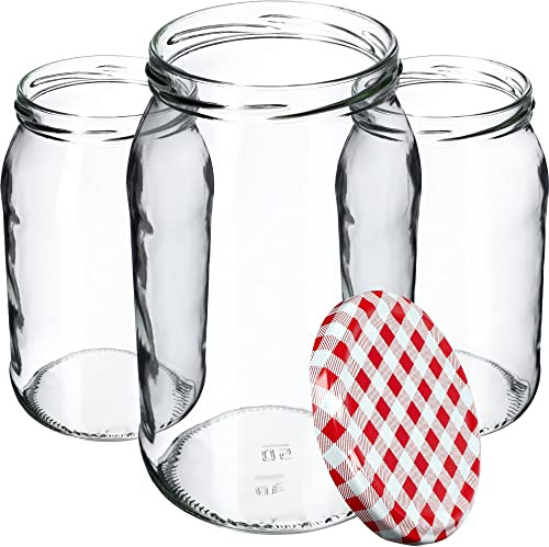 KADAX Set di 24 grandi barattoli in vetro 900ml Ø82 – tappo a vite ermetico, per conserve, sottaceti, verdure lacto-fermentate e marmellate fatte in casa