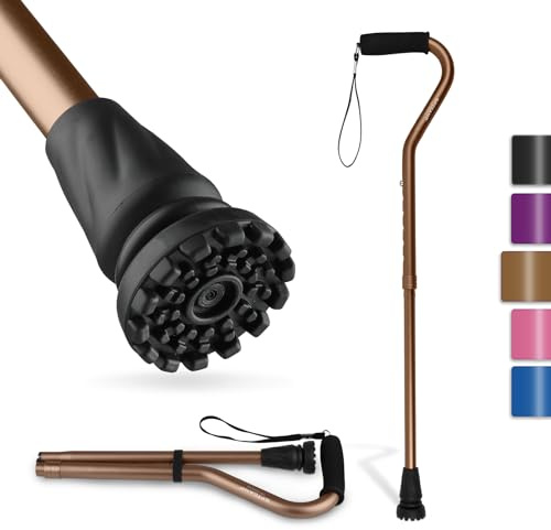 GPTCAMP Walking Cane and Walking Stick for Men Women,Lightweight Folding Canes with Offset Soft CushionedHandle,Adjustable&Collapsible,Mobility & Leg Surgery Recovery(Brown)
